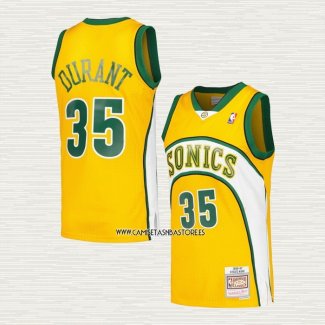 Kevin Durant NO 35 Camiseta Nino Seattle SuperSonics Mitchell & Ness 2007-08 Amarillo