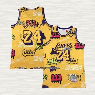 Kobe Bryant NO 24 Camiseta Los Angeles Lakers Mitchell & Ness Slap Sticker 1996-97 Amarillo