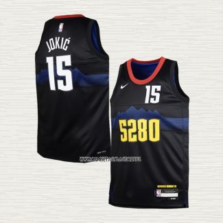 Nikola Jokic NO 15 Camiseta Nino Denver Nuggets Ciudad 2023-24 Negro