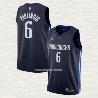 Kristaps Porzingis NO 6 Camiseta Dallas Mavericks Statement 2020-21 Azul