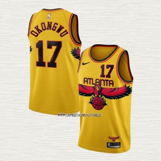 Onyeka Okongwu NO 17 Camiseta Atlanta Hawks Ciudad 2021-22 Amarillo