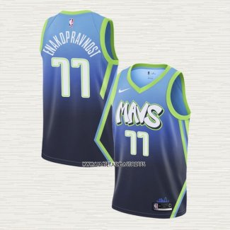 Luka Doncic NO 77 Camiseta Dallas Mavericks Ciudad Edition Azul