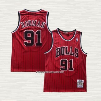 Dennis Rodman NO 91 Camiseta Chicago Bulls Mitchell & Ness 1996-97 Rojo