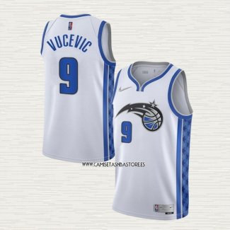 Nikola Vucevic NO 9 Camiseta Orlando Magic Earned 2020-21 Blanco