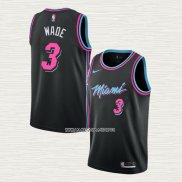 Dwyane Wade NO 3 Camiseta Miami Heat Ciudad 2018-19 Negro