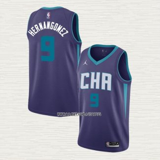 Willy Hernangomez NO 9 Camiseta Charlotte Hornets Statement Edition Violeta