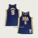 Michael Jordan NO 9 Camiseta USA 1992 Azul Oro