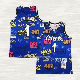 Penny Hardaway NO 1 Camiseta Orlando Magic Mitchell & Ness Slap Sticker 1994-95 Azul