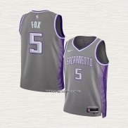 NO 5 Camiseta Nino Sacramento Kings Ciudad 2022-23 Gris De'Aaron Fox