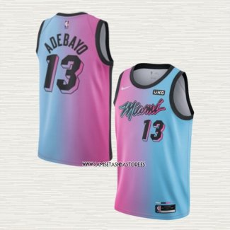 Bam Adebayo NO 13 Camiseta Miami Heat Ciudad 2020-21 Azul Rosa