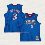 Allen Iverson NO 3 Camiseta Philadelphia 76ers Mitchell & Ness 2001-02 Azul