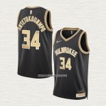 Giannis Antetokounmpo NO 34 Camiseta Milwaukee Bucks Select Series Oro Negro